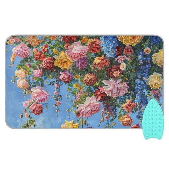 Floral Roses Flowers Ironing Board Covers Heat Resistant Ironing Pad Mat Portable for Travel Washer Dryer Table