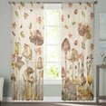 thumbnail image 3 of Fall Mushroom Semi Sheer Curtains 63 Inch Length 2 Panels Set, Watercolor Maple Leaf Farmhouse Sheer Kitchen Curtain Privacy Voile Window Curtain for Living Room Bedroom Rod Pocket Drapes, 3 of 7