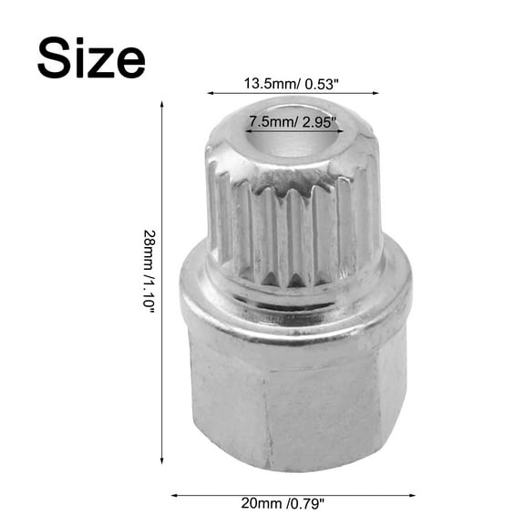 Anti-theft Car Wheel Lock Nut Hollow Removal Key Degree Replacement Silver Tone Car Accessories BMW