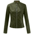 thumbnail image 6 of felwors Women's PU Leather Jacket Biker Jacket with Pockets Vintage Short Coat for Autumn Spring AG, XXXXL, 6 of 8