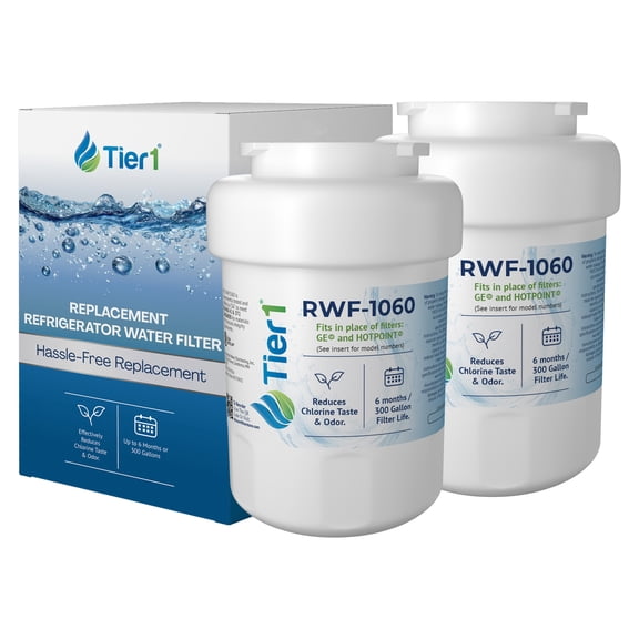 Tier1 MWF Refrigerator Water Filter 2-pk | Replacement for GE SmartWater MWFP, MWFA, GWF, GWFA, HWF, Kenmore 9991, 46-9991, 469991, WSG-1, WFC1201, Fridge Filter