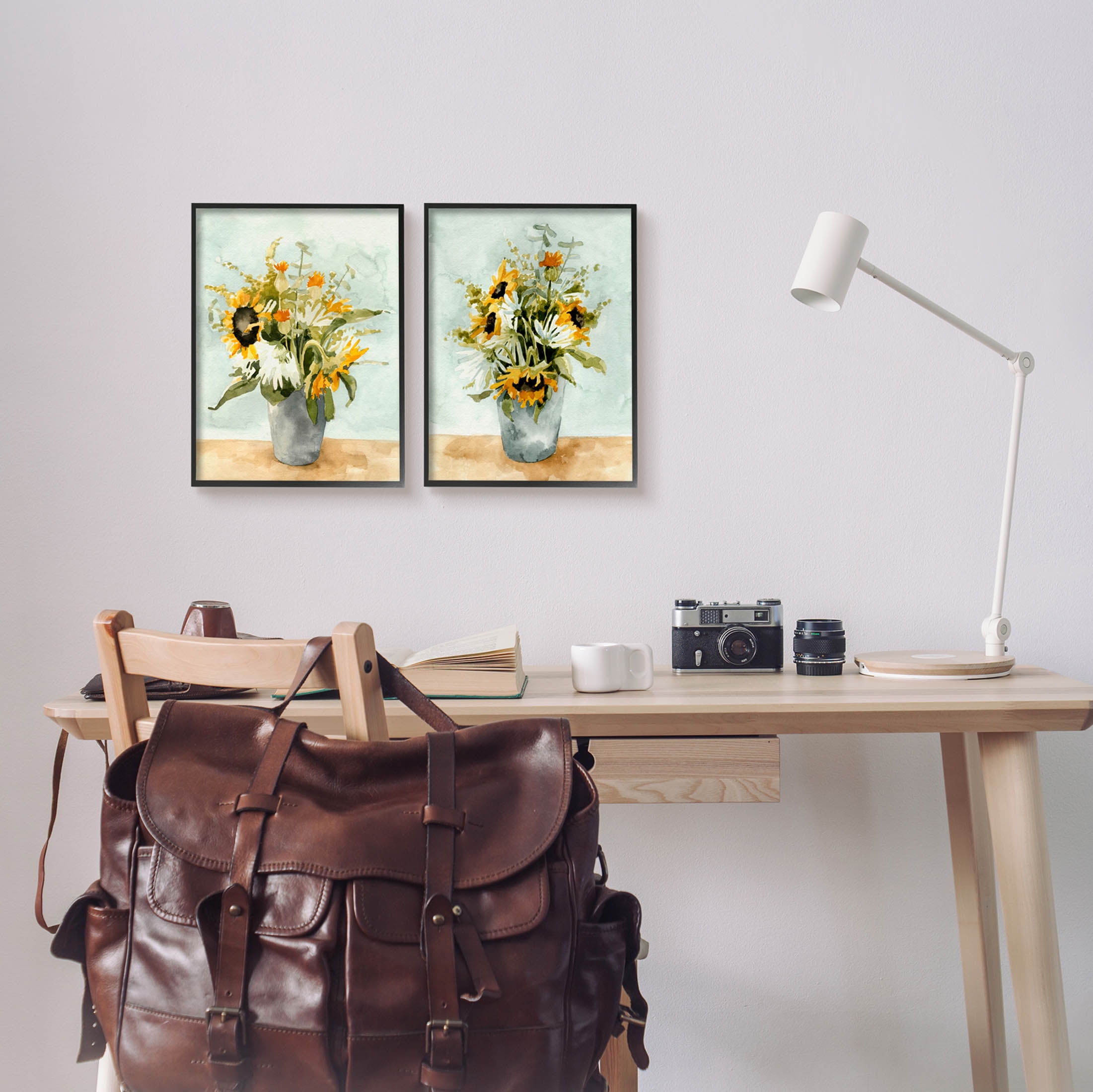 Stupell Industries Traditional Country Sunflower Bouquets Painting Black Framed Art Print Wall Art, Set of 2, Design by Emma Caroline