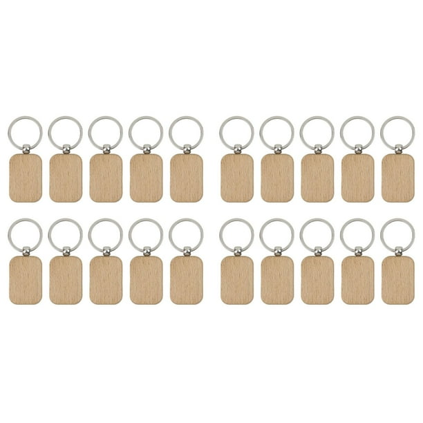 Paquete de 20 Llaveros de Madera En Blanco, Colgantes de Madera Sin Terminar En Blanco con Llaveros para Etiquetas , Suministros para Manualidades de Llaves DIY