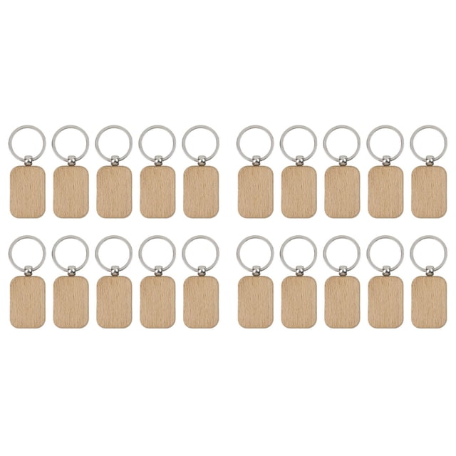 Paquete de 20 Llaveros de Madera En Blanco, Colgantes de Madera Sin Terminar En Blanco con Llaveros para Etiquetas , Suministros para Manualidades de Llaves DIY