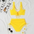thumbnail image 5 of TOWED22 Womens High Waisted Bikini Sets Tummy Control Bathing Suits Halter Two Piece Swimsuit Modest Bikini（Yellow,L）, 5 of 6