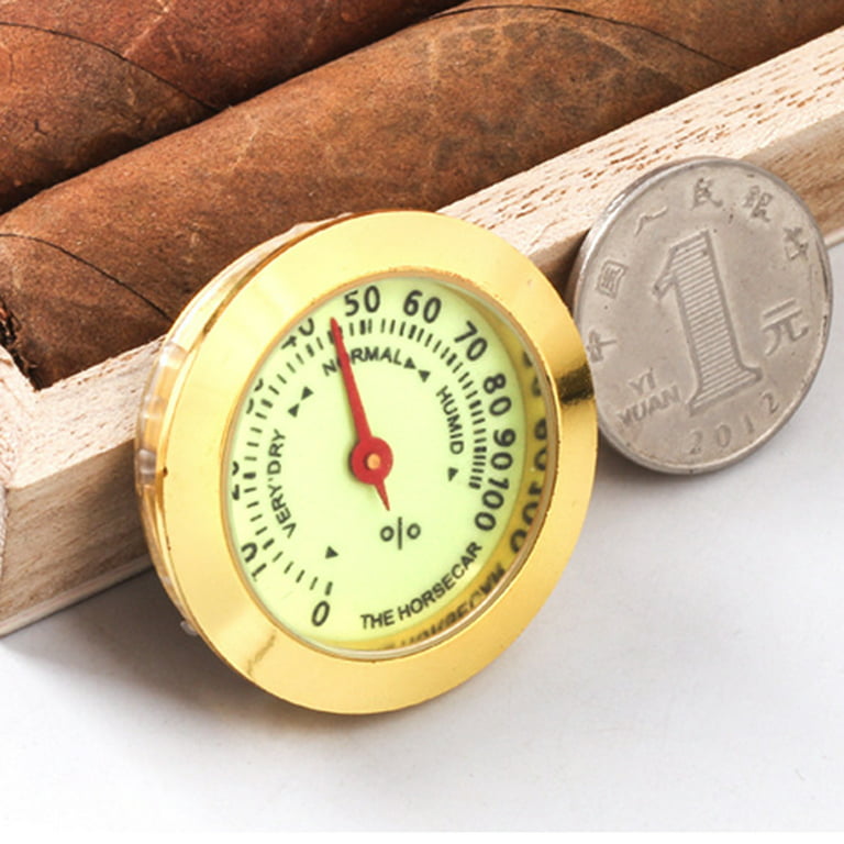 Cigar Hygrometer Round Hygrometer for Cigar Humidor Cigar Box/Cigar Cabinet  1.5 inch Diameter Gold 