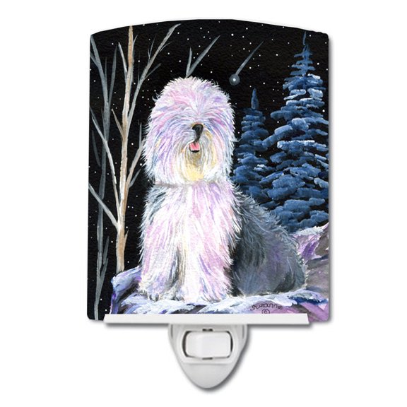 Caroline's Treasures SS8409CNL Starry Night Old English Sheepdog Ceramic Night Light, 6x4x3", multicolor