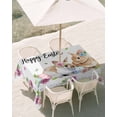 thumbnail image 3 of 60x84 Inch Outdoor Tablecloth with Umbrella Hole Zipper Rectangle Happy Easter Rectangular Tablecloths Waterproof Cute Rabbits Eggs Daisy Flowers Plants Watercolor Patio Table Cover for Picnic, 3 of 8