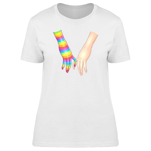 Lgbt Colors Support Female Hands T-Shirt Women -Image by Shutterstock, Female Small
