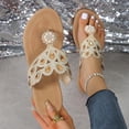 thumbnail image 5 of Norvail Ladies Flat Bottomed Beach Rhinestone Lightweight Casual Buckle Toe Sandals Flip Flops, Wide Foot Sandals For Women Dressy, Breathable Sparkly Clip Toe Design For Summer Going Out Shoes, 5 of 5