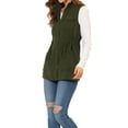 thumbnail image 4 of Allegra K Women's Stand Collar Washed Hoody Zipper Front Drawstring Waist Pocket Utility Vest, 4 of 5