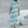 thumbnail image 7 of Sundresses for Women Casual Summer - Women's Summer Maxi Dress Casual Striped V Neck Short Sleeves T Shirt Dress High Low Flowy Midi Long Sun Dresses, 7 of 7