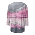 thumbnail image 5 of Clearance Under 10$!Summer Tops for Women 2024 Plus Size 3/4 Length Sleeve Fashion Printed Round Neck Top T-Shirt, 5 of 5