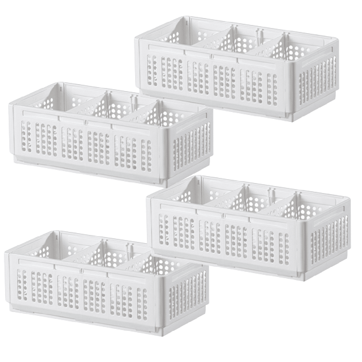 4 Pack Sock Drawer Organizer, Collapsible Plastic Closet Storage Basket