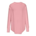 thumbnail image 4 of Summer Tops for Women Casual Solid Color Loose Round Neck Long Sleeve Thumb T Shirt Pullover Top Work Tunic Active 8 Womens Long Sleeve Pack Womens Short Athletic Shirt Satin Pink S, 4 of 6