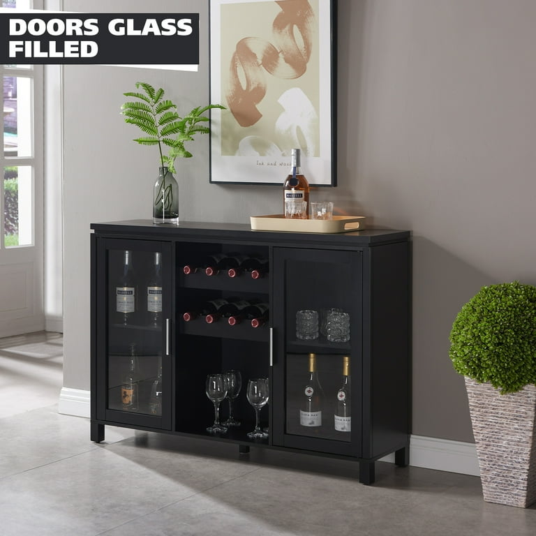 Kings Brand Furniture Wine Bar Storage Cabinet, Sideboard Buffet