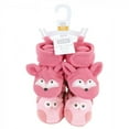 thumbnail image 2 of Hudson Baby Infant Girl Animal Fleece Booties 2-Pack, Pink Owl Fox, 6-12 Months, 2 of 5