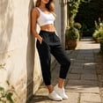 thumbnail image 6 of Maplenight Athletic Jogger Pants for Women Elastic Waist Gym Running Workout Pant Casual Lounge Travel Capri Pants with Pockets, 6 of 7