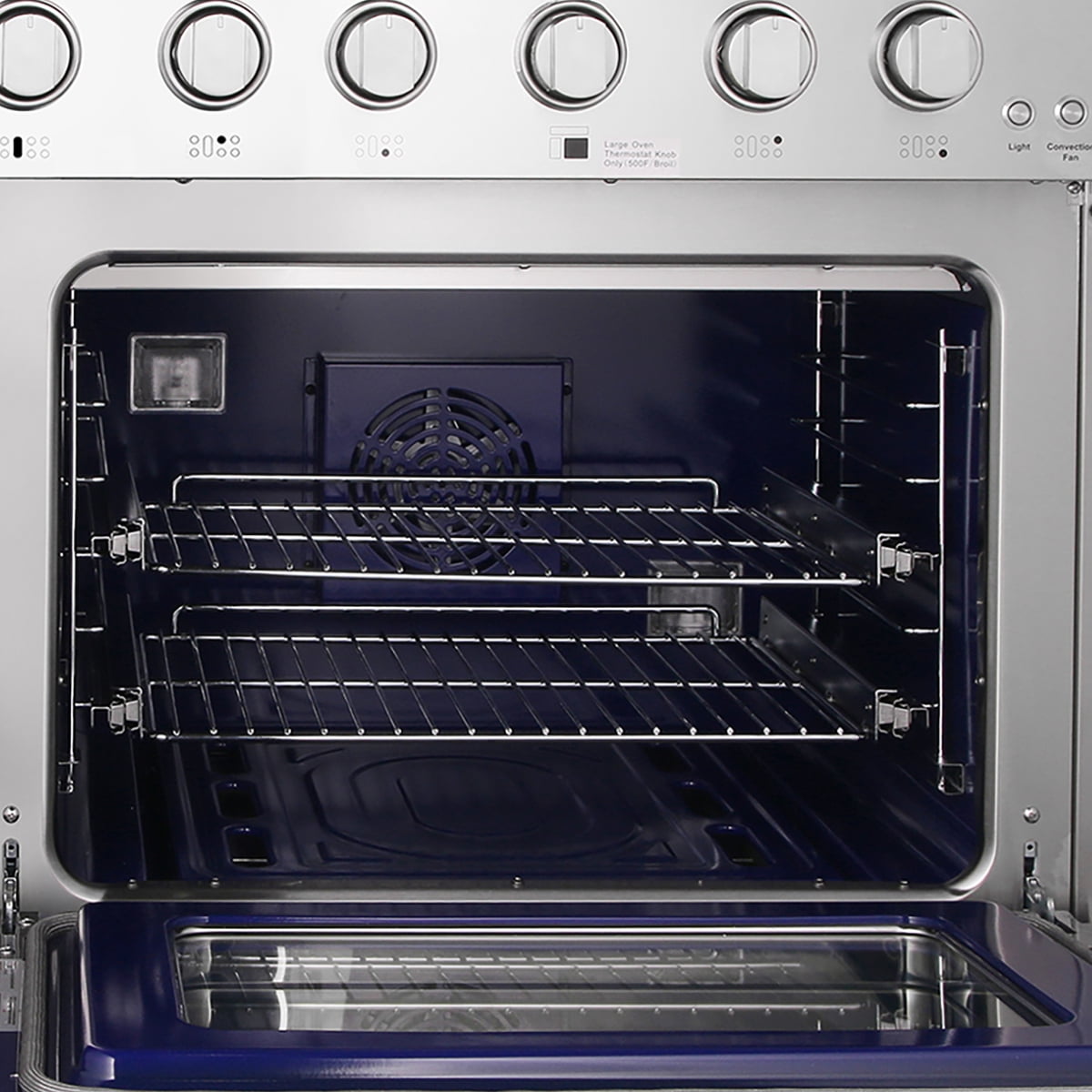 Cosmo 48 in. Lumin Collection 6.7 cu. ft. Double Oven Dual Fuel Range with 6 Sealed Burners, Rapid Convection, Stainless Steel