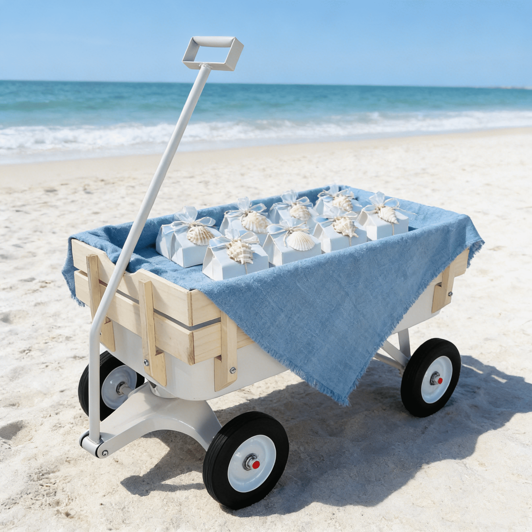 Outdoor Carriage, All Terrains, Wooden Railings, Solid Tires, Garden Carriage, Load-Bearing Capacity: 176lbs
