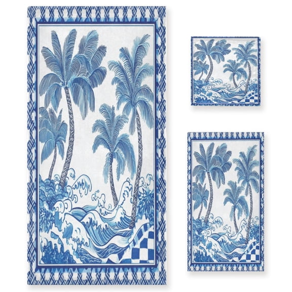 Three-Piece Towel Set Face Towel Towel Set Hand Towel Bath Towel Cotton Bath Towels Bath Towel Sets Hand Bath Towels Blue Tree
