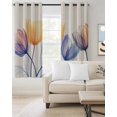 thumbnail image 2 of X-ray Floral Blackout Curtains 72 Inch Length Yellow Brown Tulips Blue Leaf Spring Retro Thermal Insulated Window Curtain Window Drapes 2 Panels for Bedroom Living Room 52"Wx72"L, 2 of 9