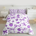 thumbnail image 2 of jejeloiu Purple Bowtie Strawberry Full Size Comforter Sets,Modern Graffiti Artwork Bedding Comforter Set,Cartoon Cute Boe Bowknot Bedding Sets For Teens,Breathable Home Decor Reversible,3 Pieces, 2 of 8