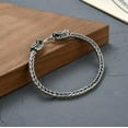 thumbnail image 4 of K-KED Real 925 Sterling Silver Bracelet Men's Double Dragon Head Wheat Link Bracelet-7.87inch, 4 of 6