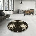 thumbnail image 4 of Ahgly Company Machine Washable Indoor Round Transitional Night Black Area Rugs, 4' Round, 4 of 7