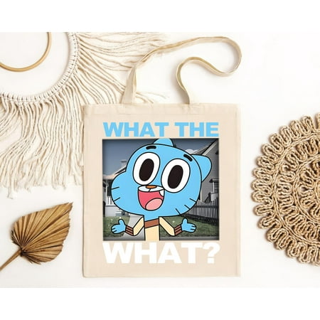 vintage The soft-style t-Bag  100% cotton  The Amazing World Of Gumball Watterson What The What Neighborhood Tote Bag  The Amazing World Of Gumball Bag  Gumball Bag  Cartoon Bag-TH14346