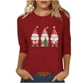 thumbnail image 2 of Craaazy Christmas Gifts For Women Crew Neck 3/4 Sleeve Xmas Shirts Funny Santa Christmas Tree Graphic Pullover Snowman Sweatshirts Womens Tops, 2 of 5