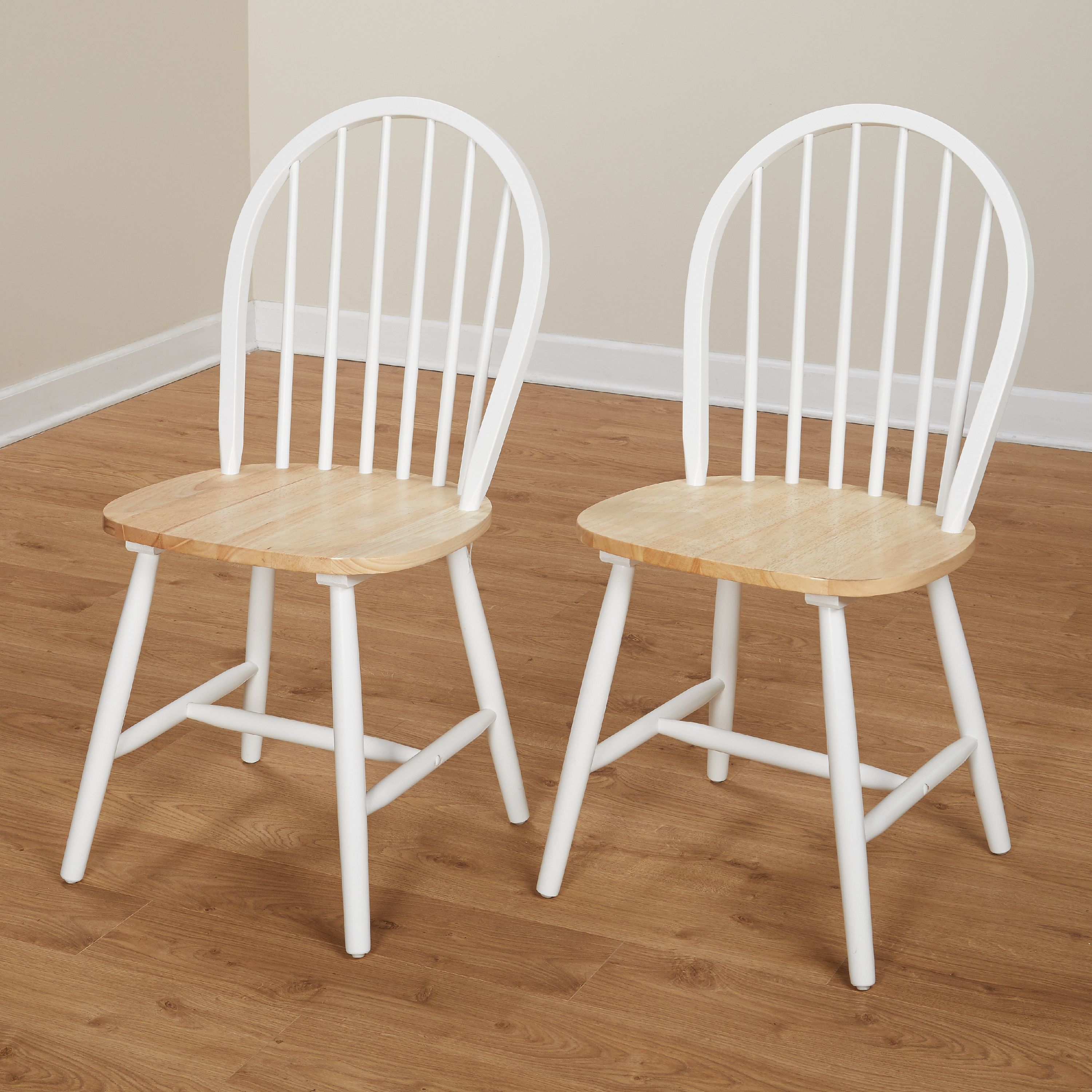 Windsor Dining Chair White Natural Set Of 2 Walmartcom