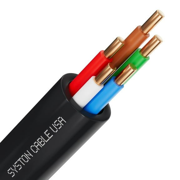 SYSTON 18/5 Solid Copper Sprinkler Wire, 18 Gauge 5 Conductors Irrigation Wire, Direct Burial UV Water Resistant PE Jacket for Underground Irrigation Systems, Field Central Control System