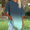 thumbnail image 6 of VgaVtl Short Sleeve Womens Tee Shirts Summer Women's Plus Size Tops Gradient Print Elegant Fitness Holiday Loose Shirts,Green 4XL, 6 of 7