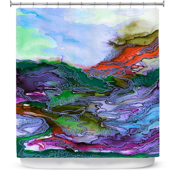 Shower Curtains 70" x 84" from DiaNoche Designs by Julia Di Sano - Bring On Bohemia III Blue