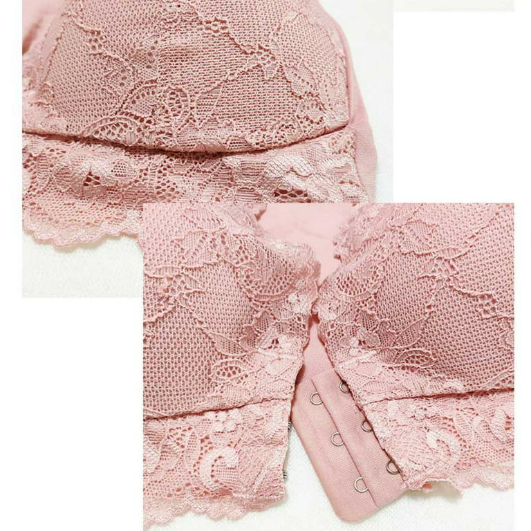 Front Closure Floral Lace Bra For Women Bralette Padded Wireless Bra Back  Smoothing Bras Push up Thin Soft Bra Plus Size 