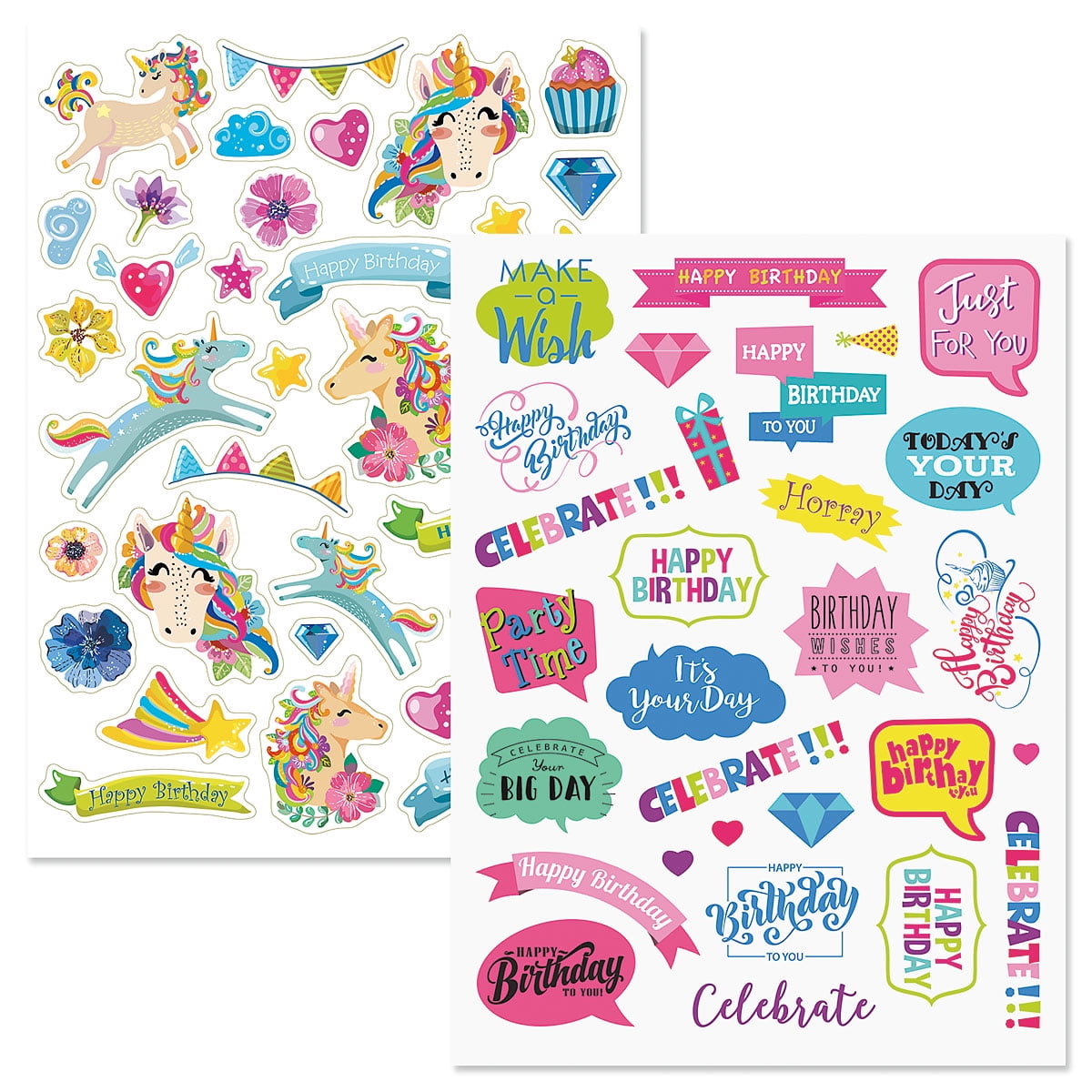 Balloon Birthday Stickers, Set of 88 on 2 Sticker Sheets, Happy Birthday  Stickers, Birthday Party Stickers