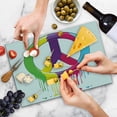 thumbnail image 4 of Groovy Cutting Board, Digital Peace Dripping Paint Liquid Colors Pacifism Themed Old Movements, Decorative Tempered Glass Cutting and Serving Board, Large Size, Multicolor, by Ambesonne, 4 of 4