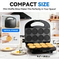 thumbnail image 5 of Mailand 8 x 2'' Mini Waffle Maker Machine, Waffle Iron, Non Stick Surface, Brush & Recipe Included, Black, 5 of 7