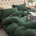 thumbnail image 3 of Pure Era Duvet Covet Set,Jersey Cotton 100% Cotton,Soft As T-shirt, Full Size,Solid Forest Green, 3 of 6