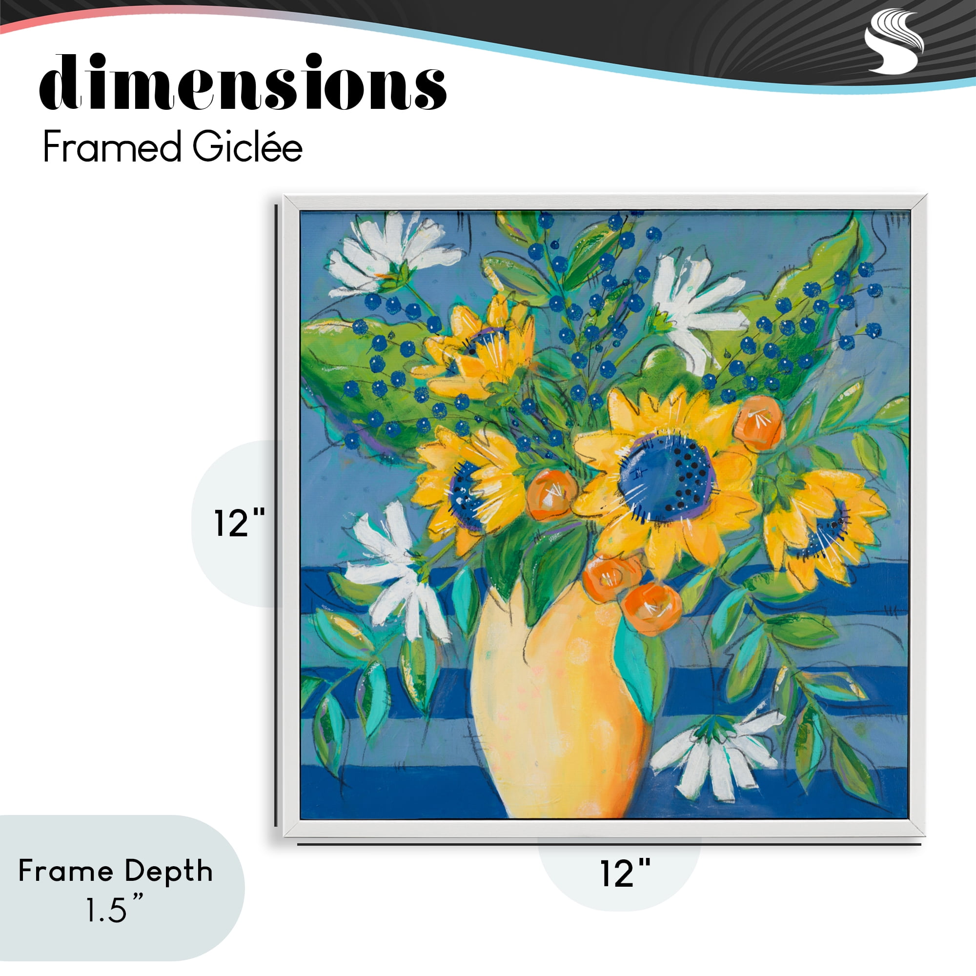Stupell Industries Floral Bursts Among The Blue White Framed Giclee Art, design by Krinlox