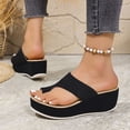 thumbnail image 5 of Rokment Leopard Platform Wedges Flip Flops for Women Comfortable Suede Orthopedic Arch Support Walking Sandals Trendy Casual Beach Summer Chunky Thongs Dress Slip on Black Size 6, 5 of 8
