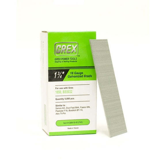 Grex Power Tools 1 3/4In 18 Gauge Brad Nails Galvanized 5000Qty