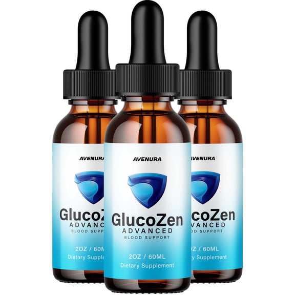GlucoZen Liquid Drops – Gluco Zen Drops Advanced Formula Natural Blend Healthy Organic Support, 3 Pack, 3 Month Supply