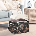 thumbnail image 3 of Yayeee Collapsible Cube Storage Bin with Lid Fabric Closet Decorative Basket with Handles, Black Flowers, 3 of 7
