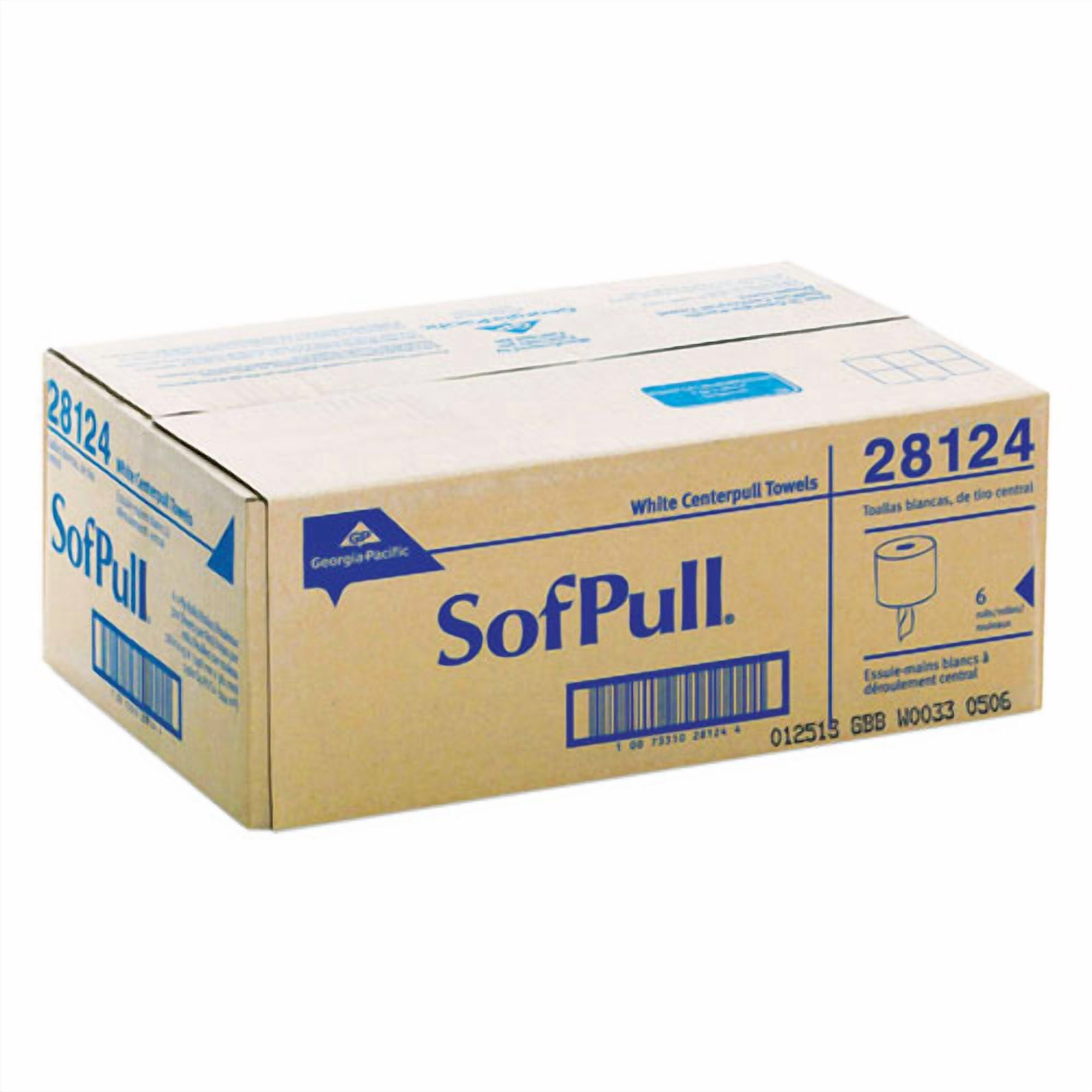 SofPull CenterPull Perforated Paper Towels, 1-Ply, 7.8 x 15, White, 320/Roll, 6 Rolls/Carton | Bundle of 2