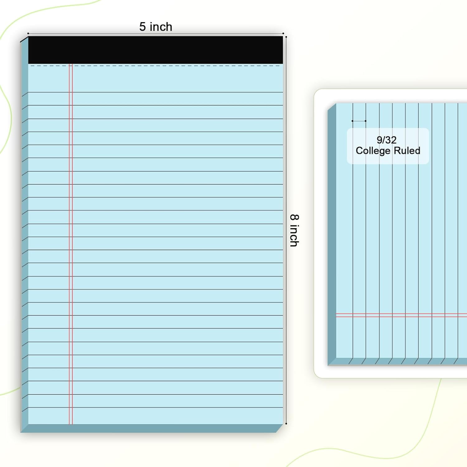 6pcs Small Note Pad 5x8 College Ruled Legal Pads Paper Notepads 6 Pack Study Back Writing Pads 5 x 8 Legal Pads Perforated Narrow Ruled Pads of Paper