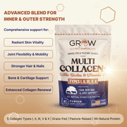 Grow Vitamin Collagen Powder with Biotin & Vitamin C for Hair, Skin, Nails & Joints | Grass-Fed, Unflavored, 41 Servings