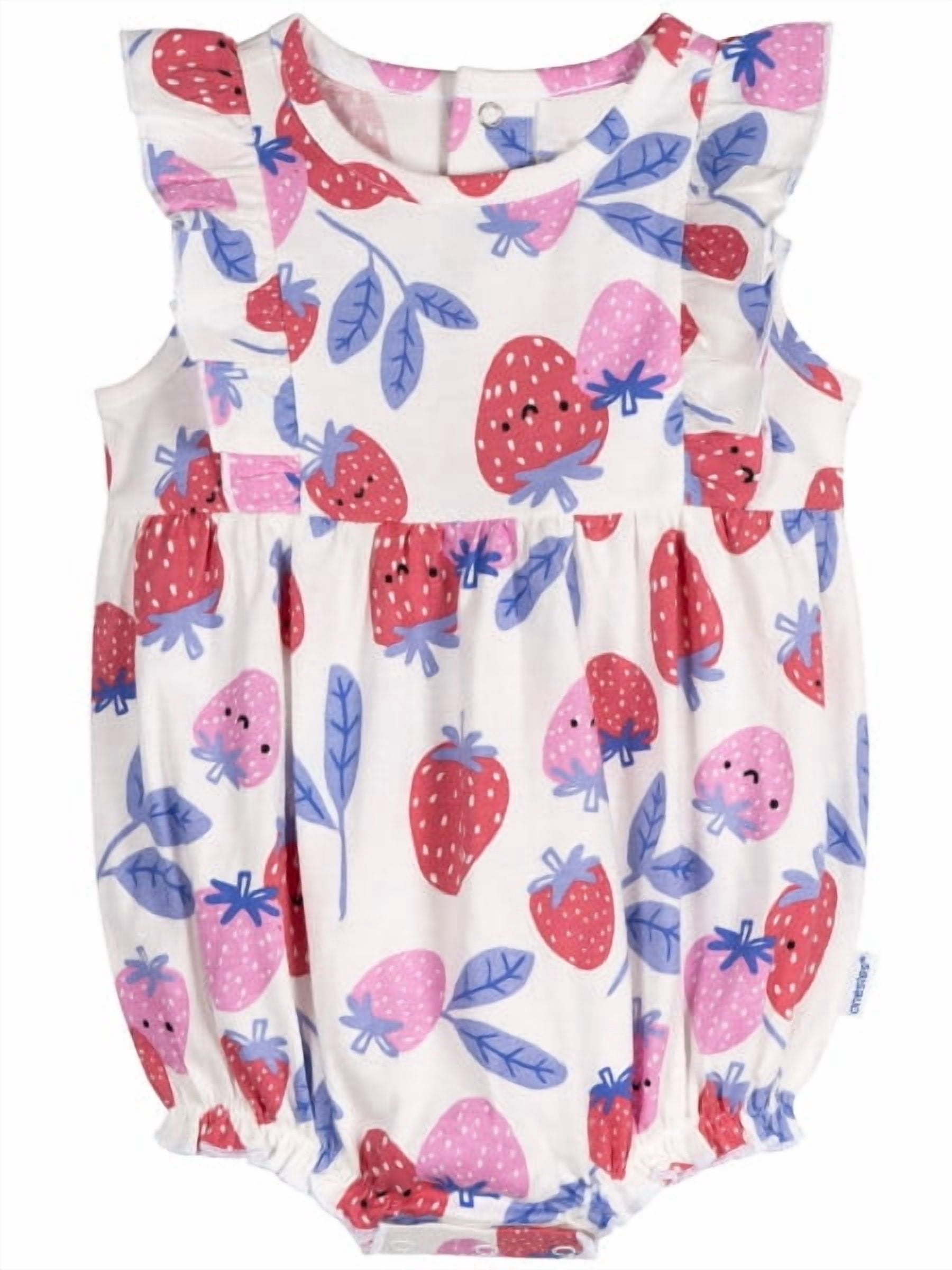Onesies Brand Baby Girl Ruffle Sleeve Rompers, 3-Pack, Sizes, 0/3 Months - 24 Months