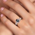 thumbnail image 4 of Gem Stone King 925 Sterling Silver Green Mystic Topaz and Pink Lab Grown Diamond 3 Stone Engagement Ring for Women | 1.65 Cttw | Oval 8X6MM | Round 2MM | Gemstone November Birthstone | Size 6, 4 of 6